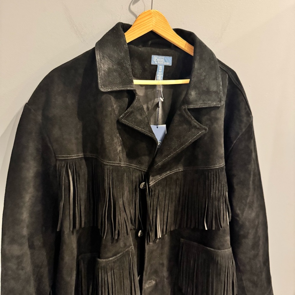 NWT Polo Ralph Lauren Fringe Suede Western Jacket in Black, Size XXL - Picture 8 of 16